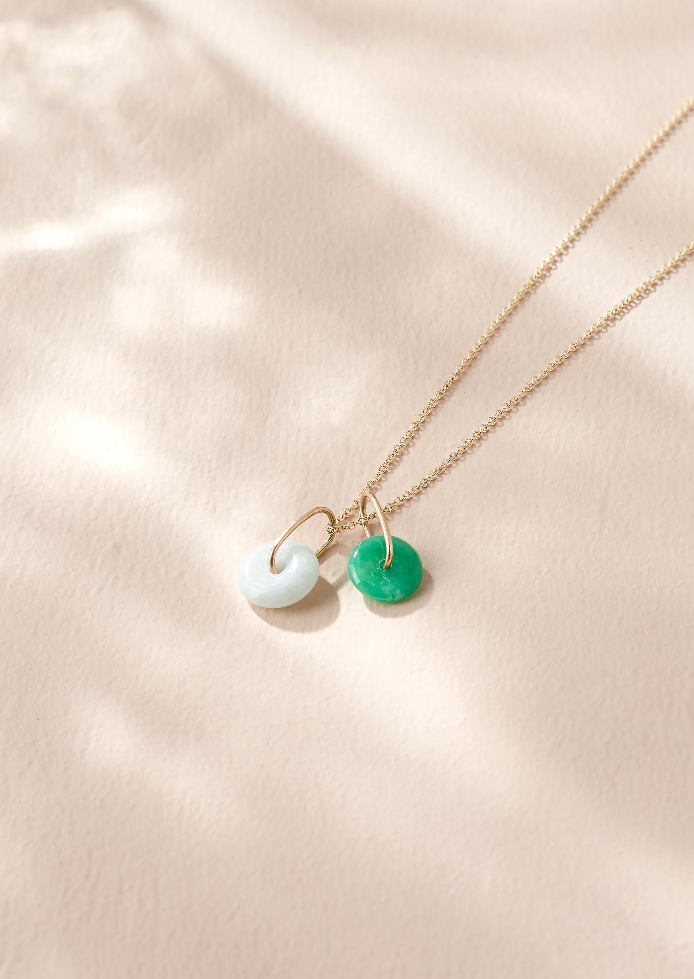Jade Donut Pendant Jade Pendant Gold Necklace Mini Jade Pendant